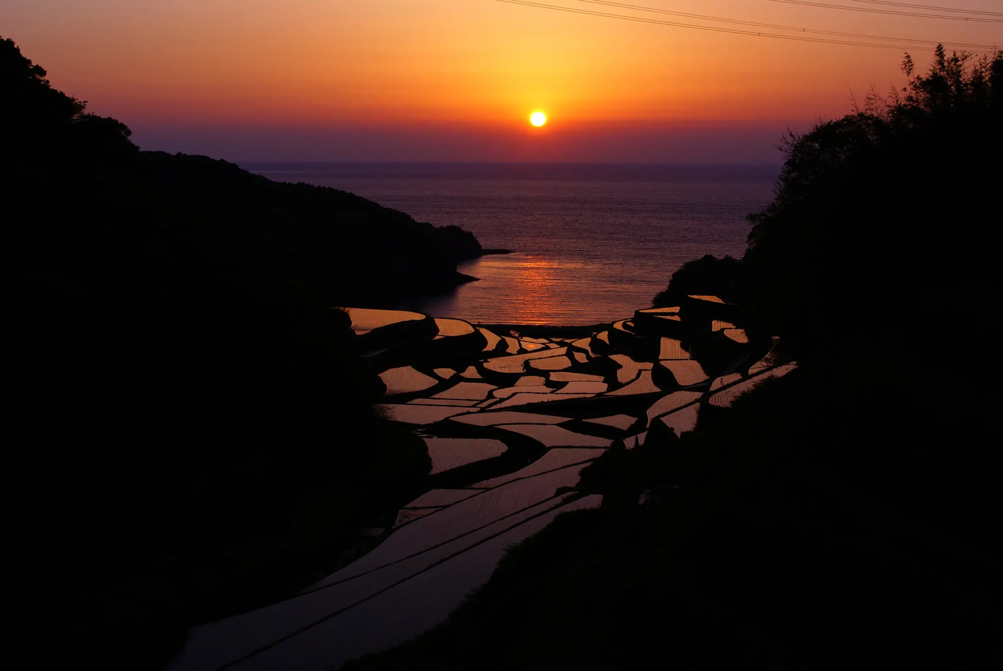 浜野浦の棚田の夕焼け